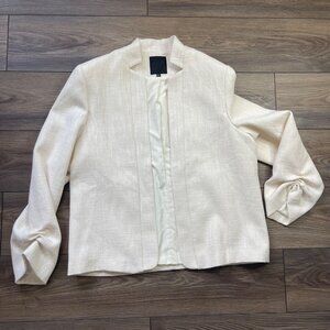 Mina Self Textured Open Front Blazer Jacket Women's Plus Size XXL Ruched Sleeves